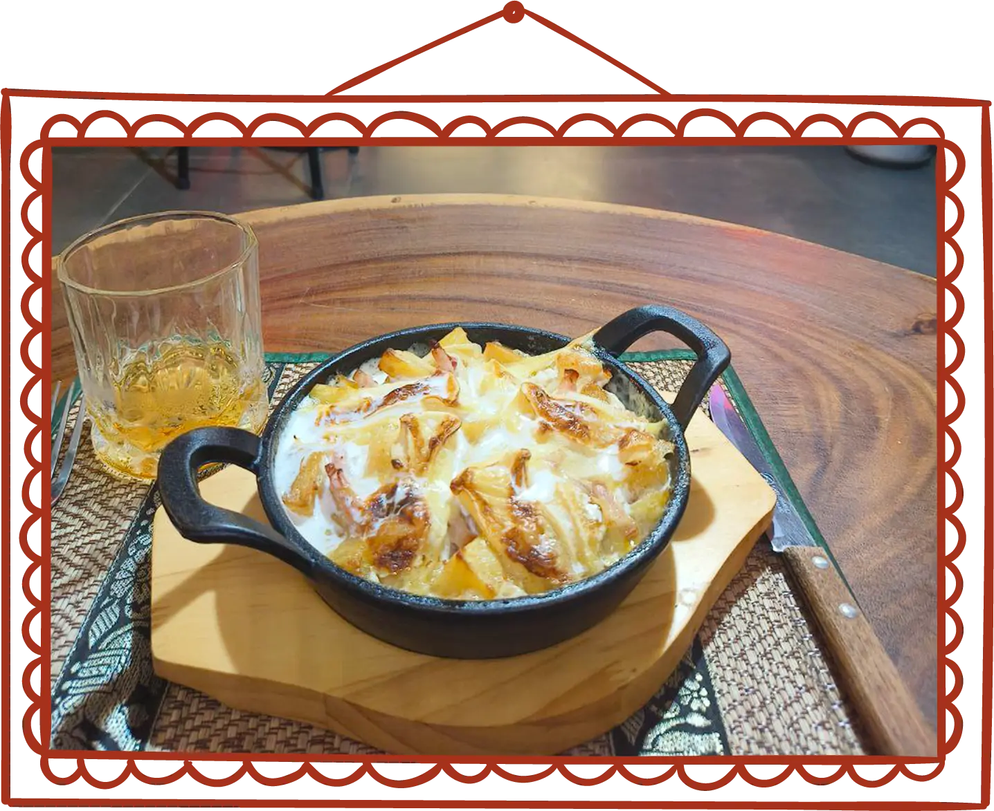 The authentic tartiflette recipe at the Graines de Piaf restaurant in Siem Reap